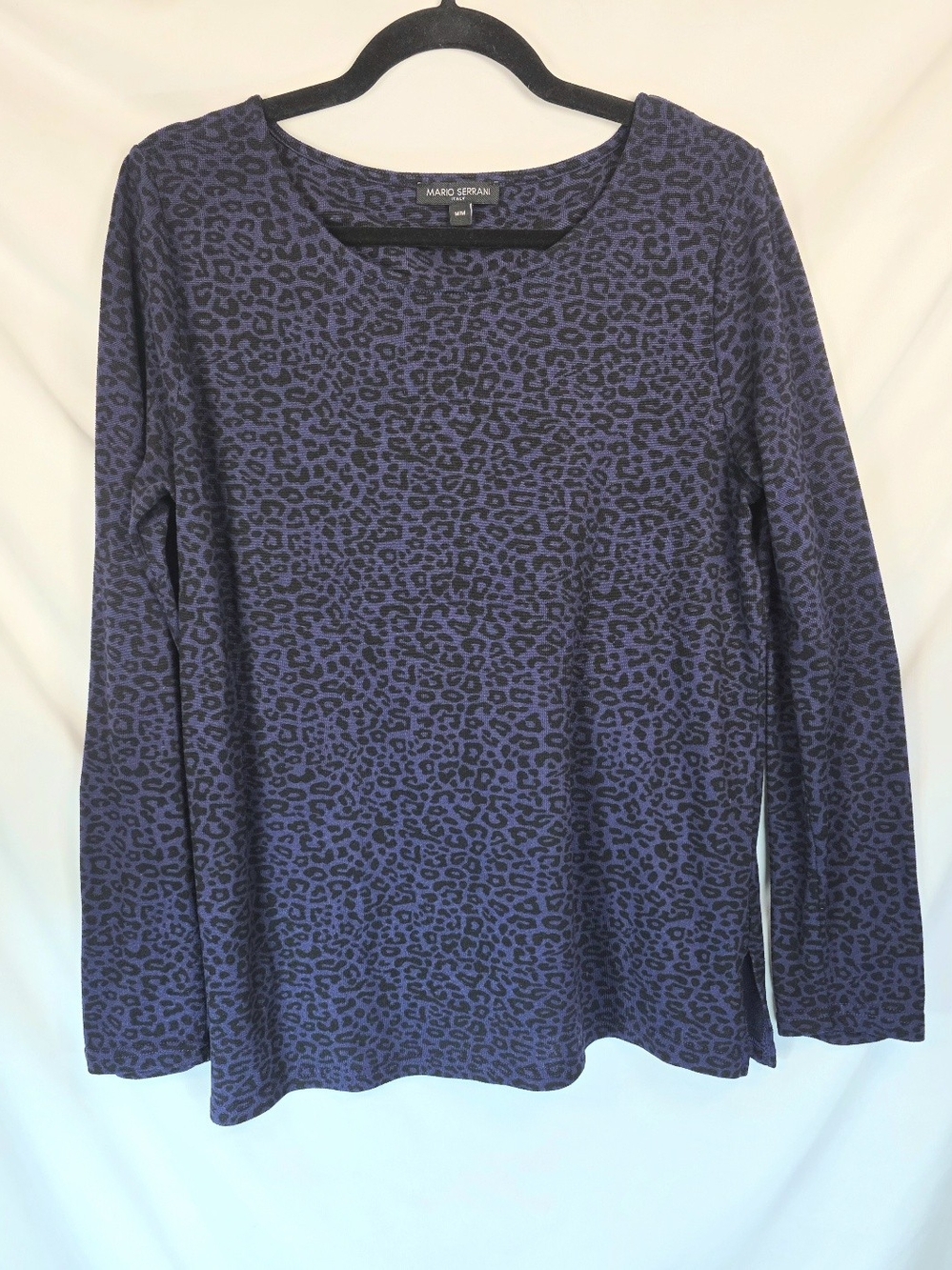 Mario Serrani Italy Womens Top Sz M  Purple Black Leopard Cheetah Animal Print